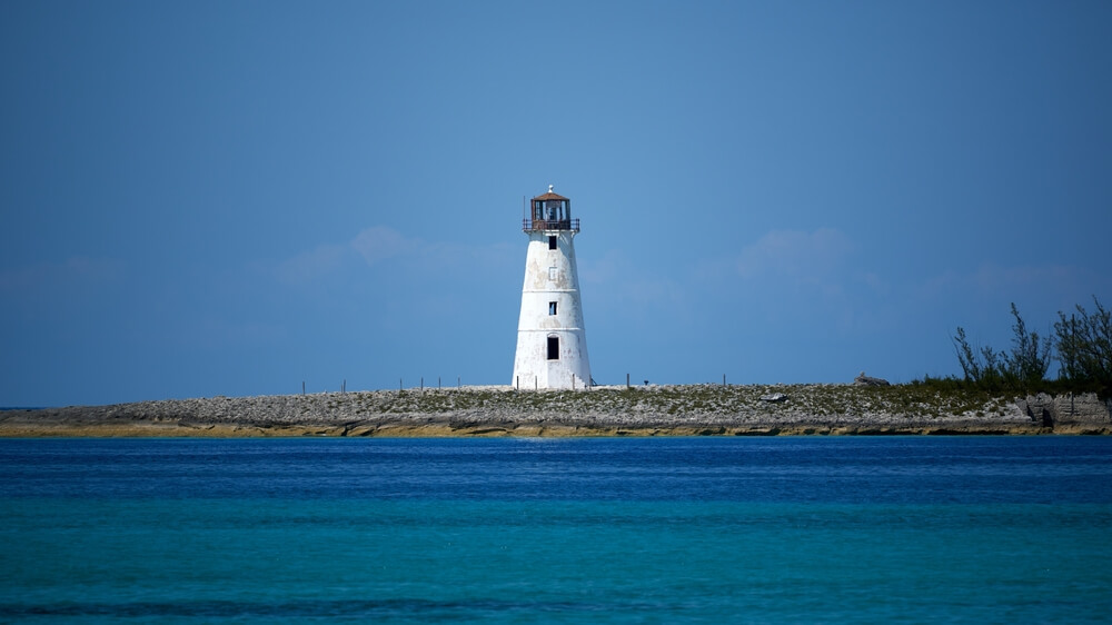 The Hog Island Lighthouse, one of the historical Bahamas landmarks on Nassau.
